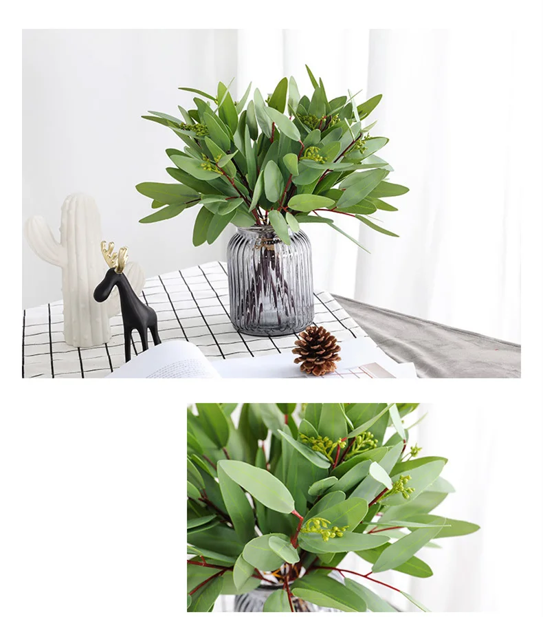Simulation Nordic Ins Hand Tied Bunch Eucalyptus Leaves Home Decoration High Quality  Artificial Fake Flowers Eucalyptus QW65 (11)