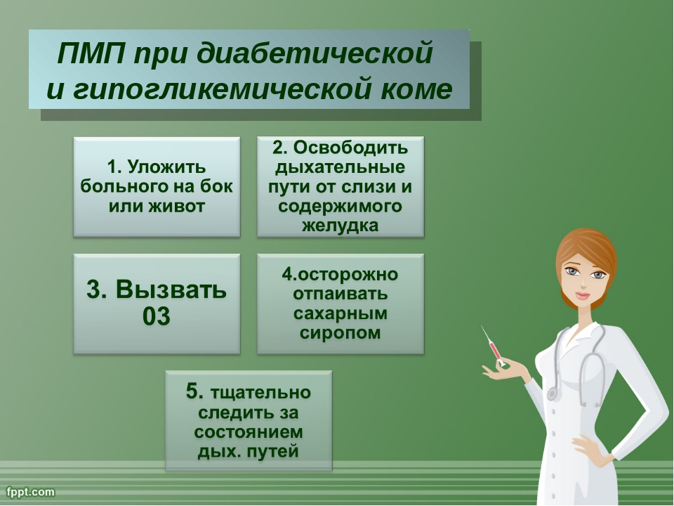 Помощь при диабете. Первая мед помощь гипогликемической комы. Принципы неотложной помощи при гипогликемической коме:. Алгоритм оказания первой помощи при диабетической коме. Алгоритм доврачебной помощи при диабетической коме.